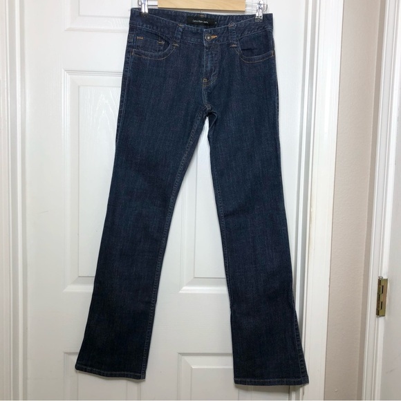 Calvin Klein Jeans Women’s Cotton Blend Mid Rise Lean Bootcut Dark Wash Jeans 6 - Picture 2 of 16